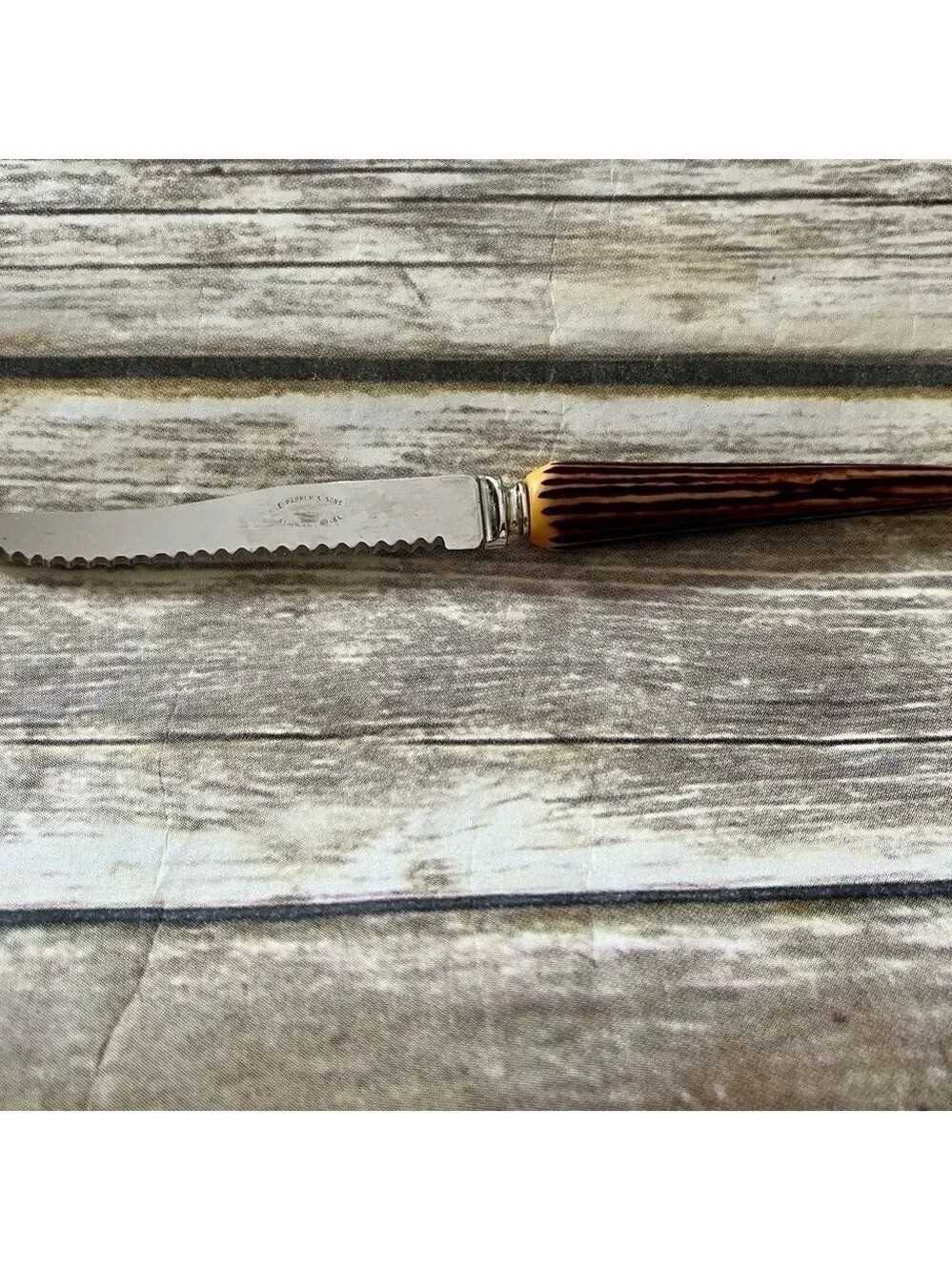 🌿E PARKER & SONS BAKELITE ANTLER KNIVES AND SERVING SET